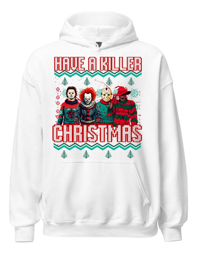 Hoodie Buzo Capota Friends Terror Navidad Horario Saco White