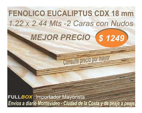 Imagen 2 de 4 de Chapon Fenolico Euca Cdx 18mm 122 X 244 Mejor Precio Fullbox