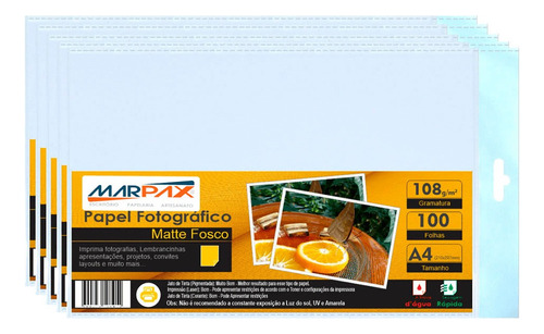 Papel Fotográfico Fosco Matte 108g A4 210x297mm 1000 Fls