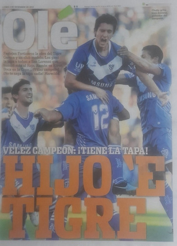 Diario Ole 3/12/2012 Velez Campeon Torneo Inicial 2012