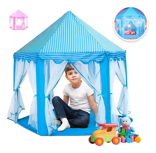 Castillo Carpa De Princesa Portátil Juguete Niños Azul