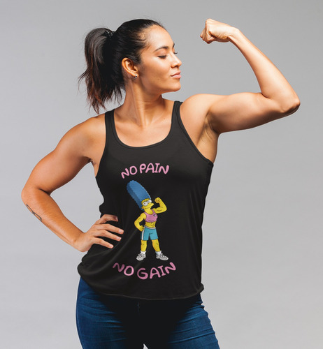 Playera Tank Top S/mangas Marge Los Simpson Gym Para Dama