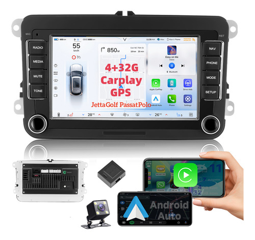 Centro Multimedia Gearelec K927 Jr8 Android Auto Y Apple Carplay De 7 Pulgadas