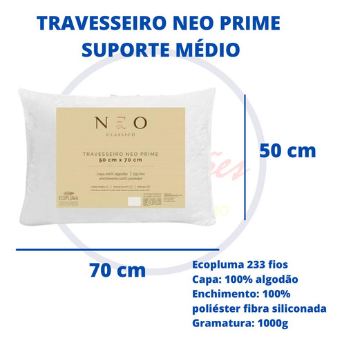 Imagem 5 de 9 de Travesseiro Neo Prime 233 Fios Camesa