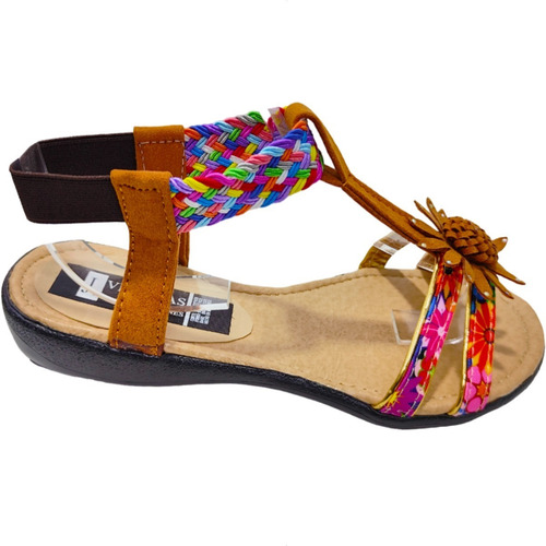 Huarache Sandalia Resorte Tira Colores Combinable Con Flor