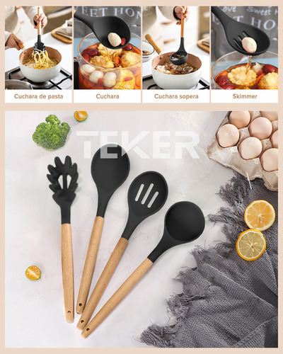 Utensilios De Silicona Teker 12 Espatulas Reposteria Set Col