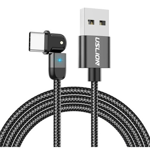 Cabo Usb Tipo C 50cm Curto 3a L 90 Graus Flexível Articulado Cor Preto