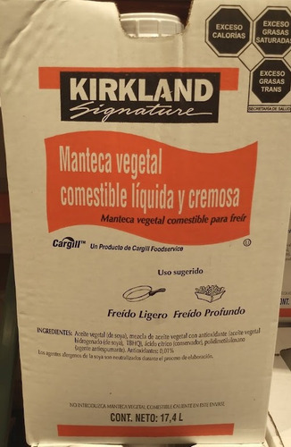 Manteca Vegetal Liquida Cremosa 17.4 L Kirkland Signature