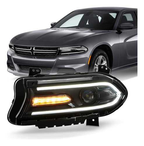 Para Dodge Charger Tipo Hid Xenon Proyector Negro Faro Led