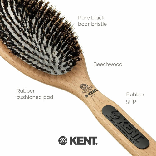 Cepillo Desenredante Kent Pf07 Madera Con Cerdas De Jabali