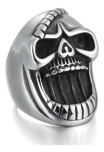 Anillo Color Plata De Acero Destapador Cráneo Skull Hombre