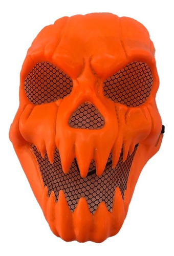 Careta Mascara Skull Naranja Rígida Halloween Disfraz X 1
