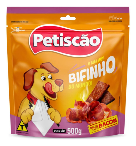 Petisco Para Cães Bifinho Sabor Bacon Petiscão 500g