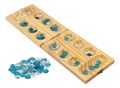 Juego De Mesa Mancala De Madera: Juego De Estrategia Portáti