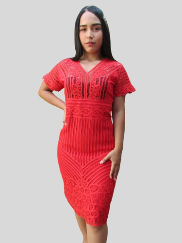 Vestido Flor Rojo Bordados Cartago Edis