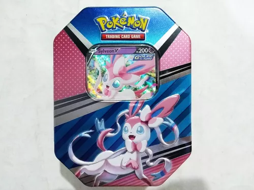 Coleção Cartas Pokemon Evoluções de Eevee Herois V Lata 25 Cartas