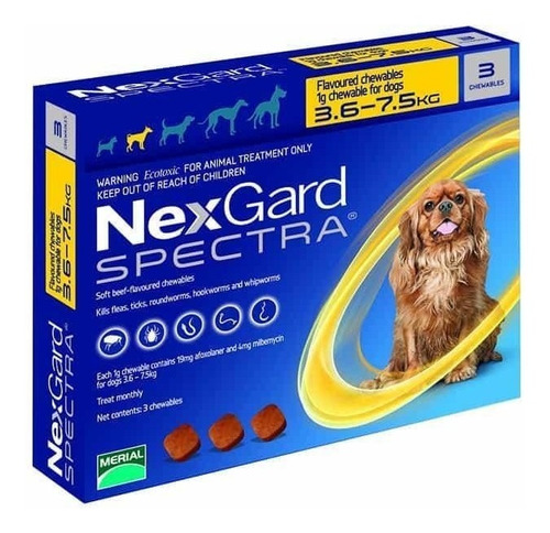 Imagen 1 de 1 de Nexgard Spectra S 3.6-7.5 Kgs 3 Tabs Nuevo Envío Gratis