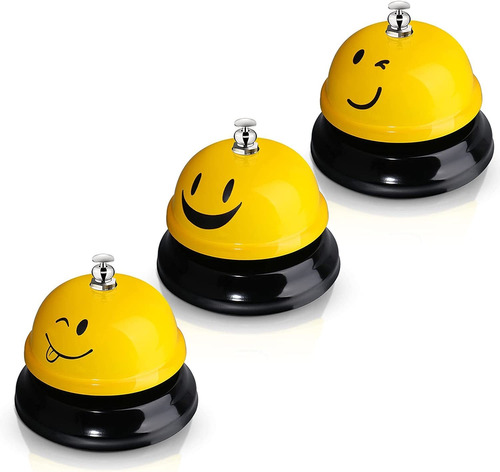 3 Pieces Desk Bell For Service, Smile Face Call Bell, Desk B