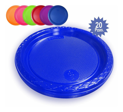Plato Pastelero Neón Marca Primo 20 Piezas- Pineon1 - Color Azul Neón