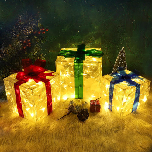 F Caja De Regalo/juego De Luces Navideñas De 3 Piezas