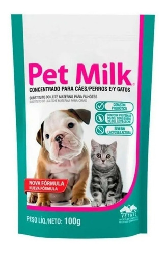 Imagem 1 de 1 de  Pet Milk 100g Leite Substituto Cães E Gatos - Vetnil