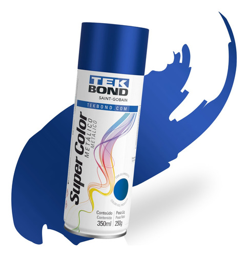 Tinta Spray Super Color Metálica 350ml Azul Tekbond