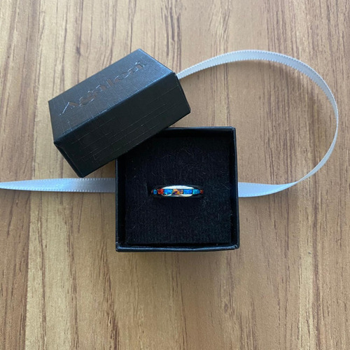 Imagen 8 de 10 de Anillo Argolla Ópalo Multicolor De Plata .925 Agálea