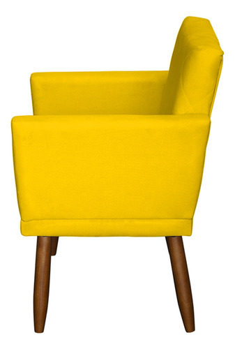 Kit 2 Poltronas Decorativas Para Sala De Estar Reforçadas Cor Amarelo Desenho Do Tecido Suede Liso