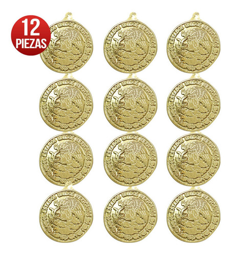 Imagen 1 de 3 de Escudo Nacional Mexicano Plástico 3d Oro Med 25cm Mylin 12pz