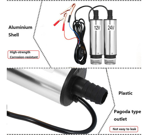 Bomba Sumergible Cc 12v/24v De 51 Mm Para Agua Y Aceite ,