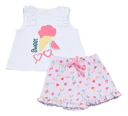 comprar Conjunto Polera Y Short Bebe Blanco