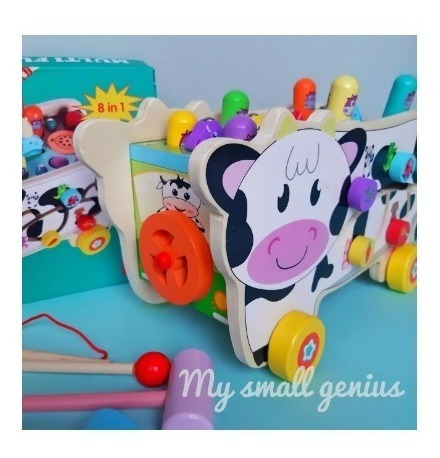 Juguete Didáctico Carrito De Vaca Con Música Y Martillo 7en1
