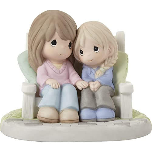 Mom And Daughter On Bench Figurine White - Figura De Ma...