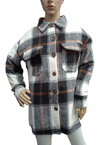 Imagen 2 de 5 de Leñadora Abrigada Camisa Tartan Cuadros Mujer Dama