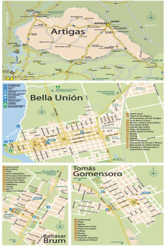 Mapa De Bella Unión - Artigas - Lámina 45x30 Cm.