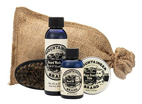 Kit Cuidado Barba: Aceite, Bálsamo, Champú, Cepillo. Aroma C