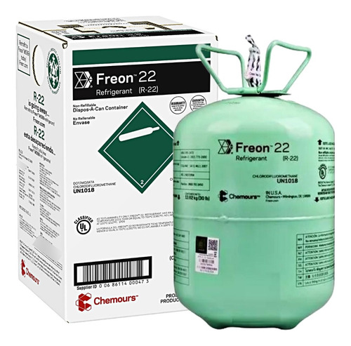 Garrafa Gas Refrigerante Chemours Freon R22 X 13.62kg Dupont