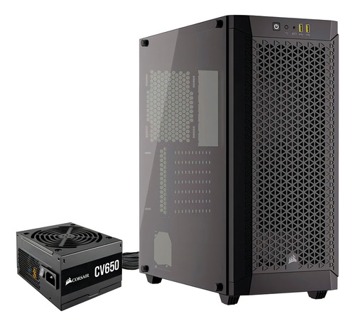 Chassi Corsair 480t Airflow + 650w 80 Plus CV Source Color Black