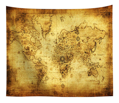 Tapiz Decorativo Con Mapa Del Mundo Vintage En Forma De Y Pa