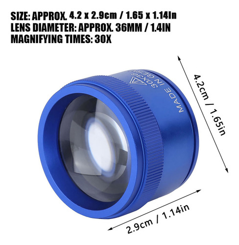 Lupa Portátil Azul, Lupa De Mano 30x Para