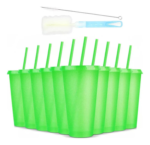 20 Vasos Reutilizables Plástico 710 Ml C/tapa Y Popote