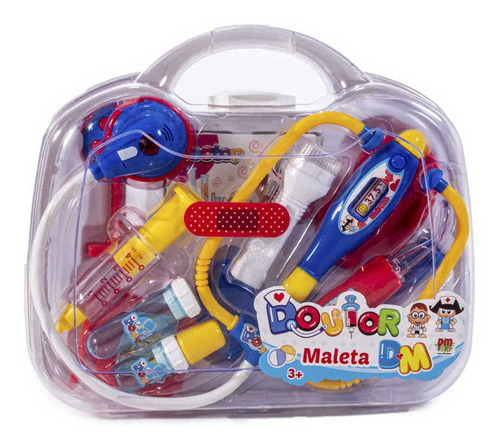 Kit Brinquedo Médico Infantil Doutor Maleta Azul Dmtoys