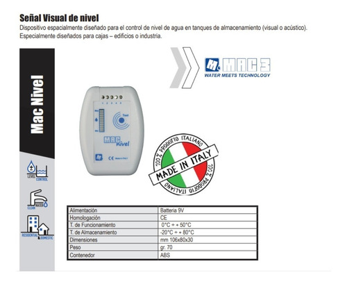 Control Visual Macnivel Tinaco-cisterna Mac3 Original Italia