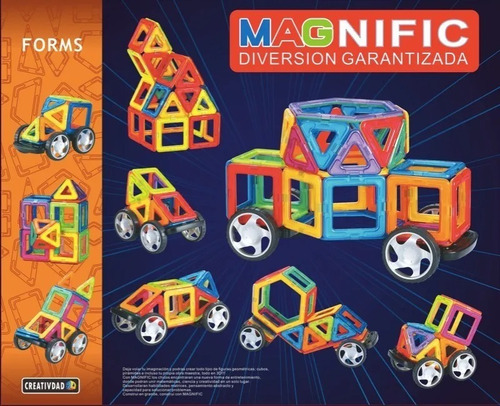 Imagen 2 de 6 de Bloques Imanes Magnéticos Magnific Formas 112 Piezas Edu