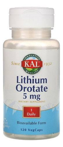 Kal Lithium Orotato 5mg - 120 Cápsulas | Vegana Sabor Sem sabor