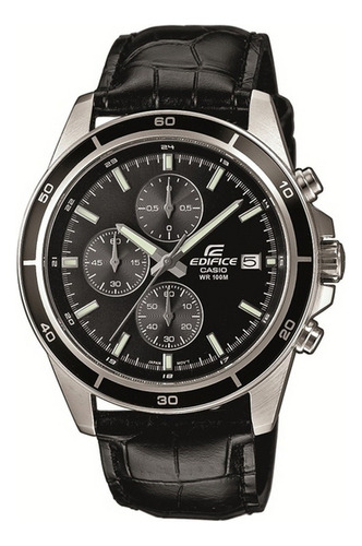 Reloj Casio Efr-526l-1a Para Hombre Cronómetro De 1/10seg Correa Negro