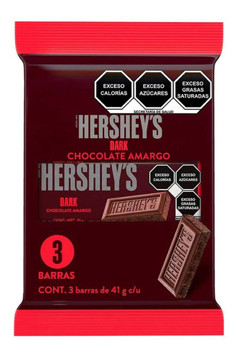 Barra De Chocolate Hershey's Dark 3 Pack 41g