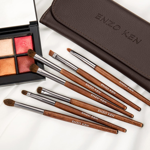 Set De Brochas Enzo Ken Natural Pony Hair Para Sombras De Oj