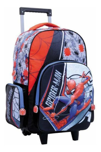 Mochila Carro Escolar 18 Pulgadas De Spiderman 3d