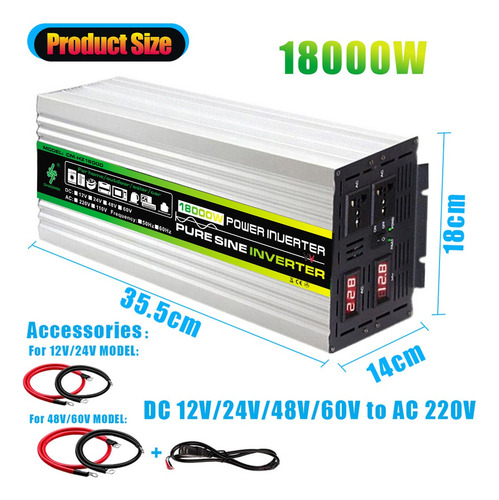 Inversor De Onda Sinusoidal Pura De 18000w Cc 12v Ac220